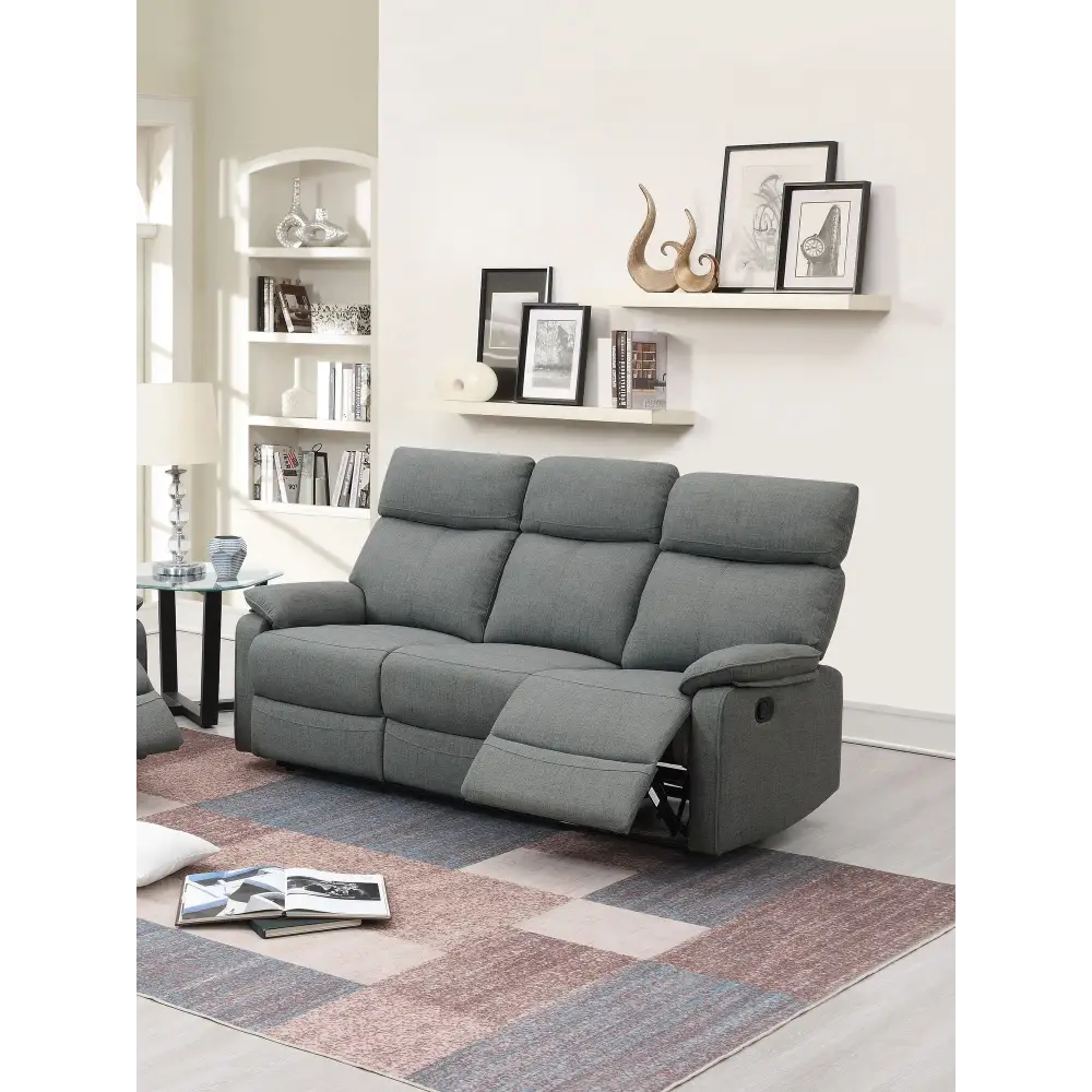 Gray Burlap Fabric Recliner Motion Sofa showcasing a comfortable recliner sofa design