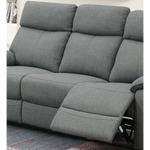 Gray Burlap Fabric Recliner Motion Sofa showcasing a comfortable recliner sofa with burlap fabric