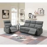Gray Burlap Fabric Recliner Motion Sofa and Chair Set for comfortable lounging