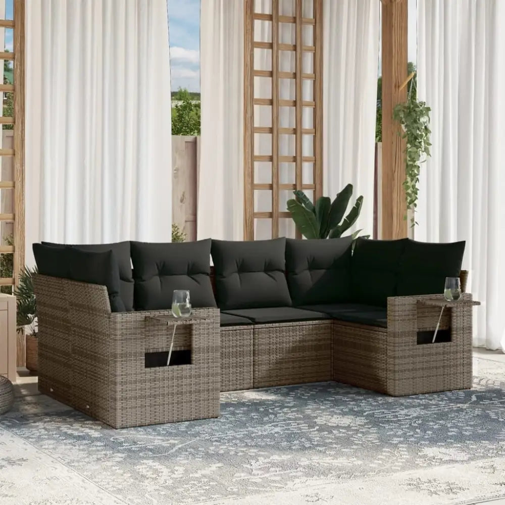 Wicker outdoor sectional sofa from Grey Rattan Garden Sofa Set, ideal garden sofa set for outdoor lounging