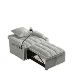 Gray convertible chair bed with phone holder, ideal for small spaces and comfort