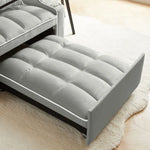 Gray tufted pull-out sofa bed, ideal chair bed for small spaces and modern interiors