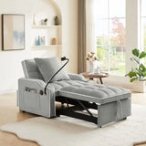 Gray convertible armchair bed, ideal chair bed for small spaces in Grey Velvet Chair Bed Sleeper