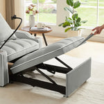 Gray recliner chair bed with extended footrest, perfect for small spaces