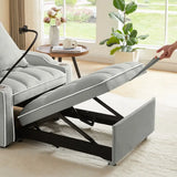 Gray recliner chair bed with extended footrest, perfect for small spaces