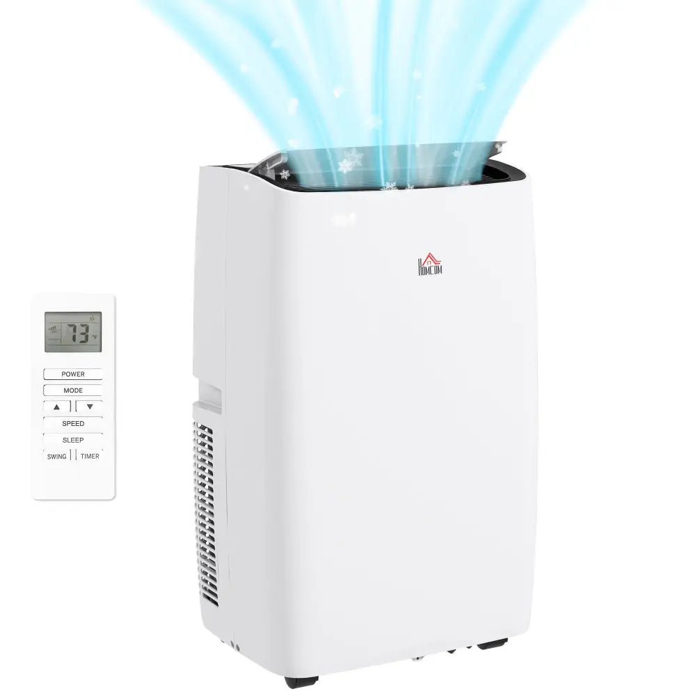 White portable air conditioner with remote control from HOMCOM for spacious rooms