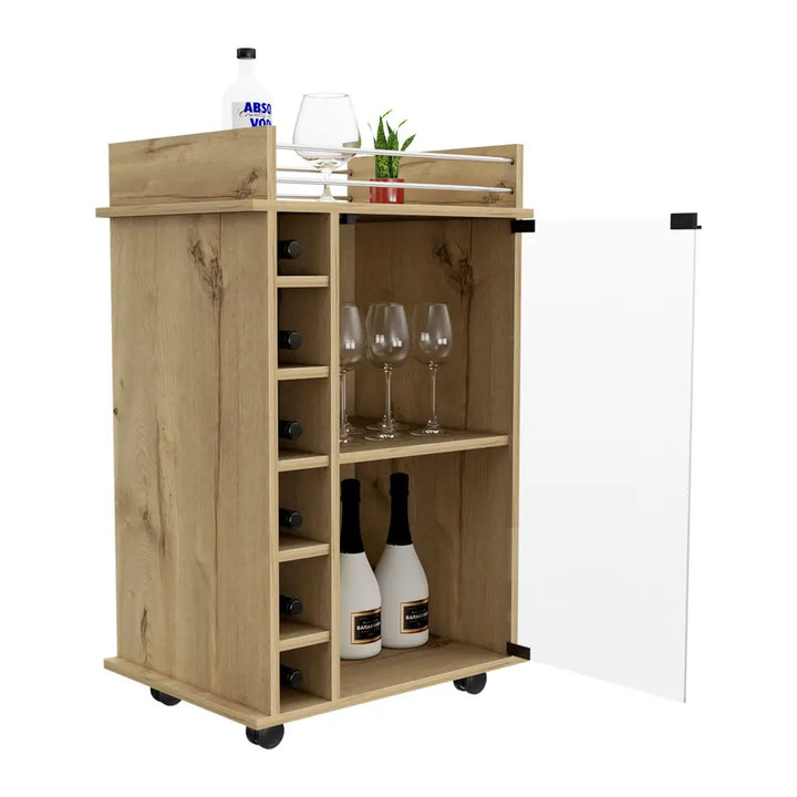 Huali bar cart with wine rack and 1-year warranty coverage showcasing wooden design