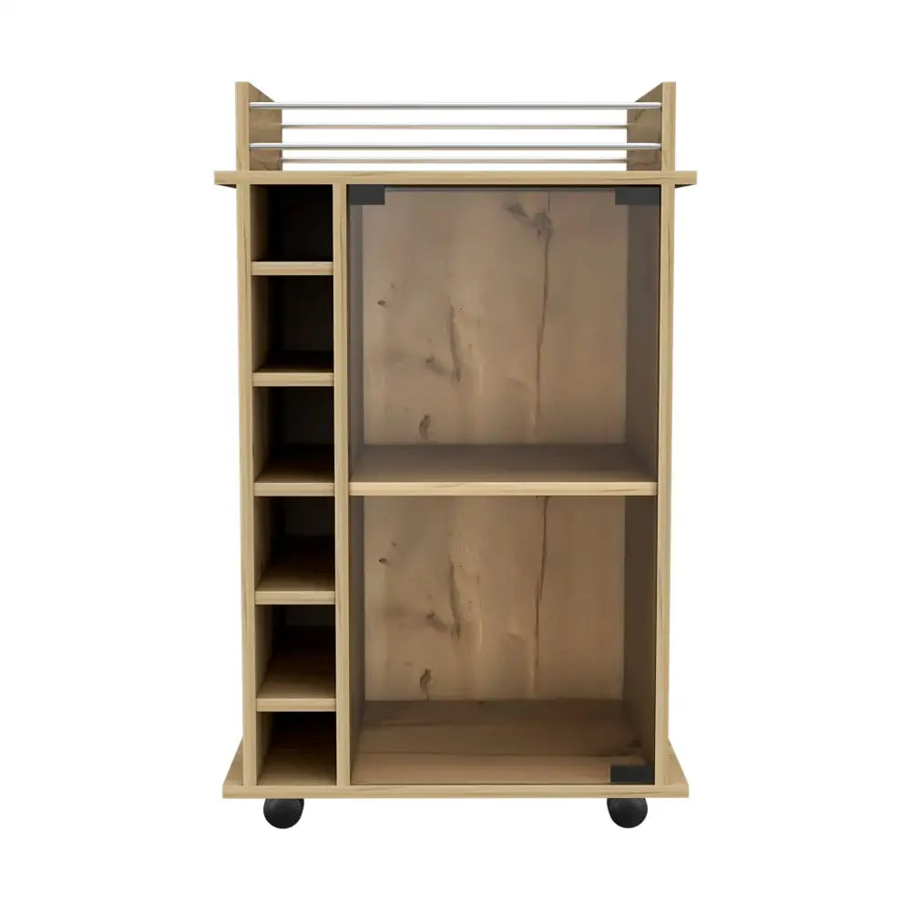 Wooden Huali Bar Cart with Wine Rack and 1-Year Warranty Coverage for elegant serving