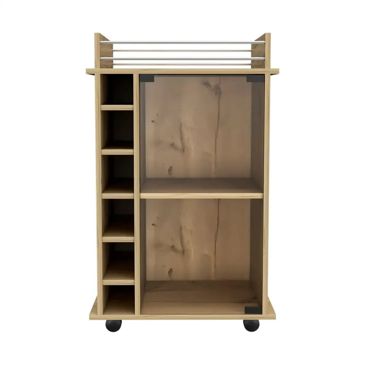 Wooden Huali Bar Cart with Wine Rack and 1-Year Warranty Coverage for elegant serving