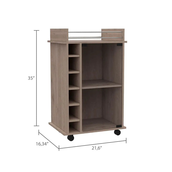 Huali bar cart with wine rack features durable wood and 1-year warranty coverage