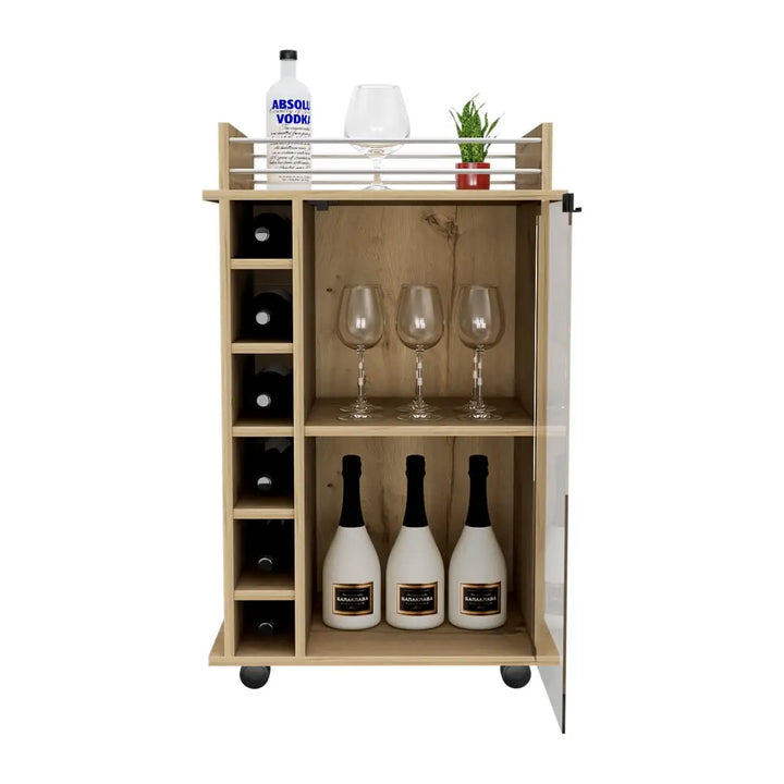 Wooden Huali Bar Cart with Wine Rack and 1-Year Warranty Coverage for stylish storage