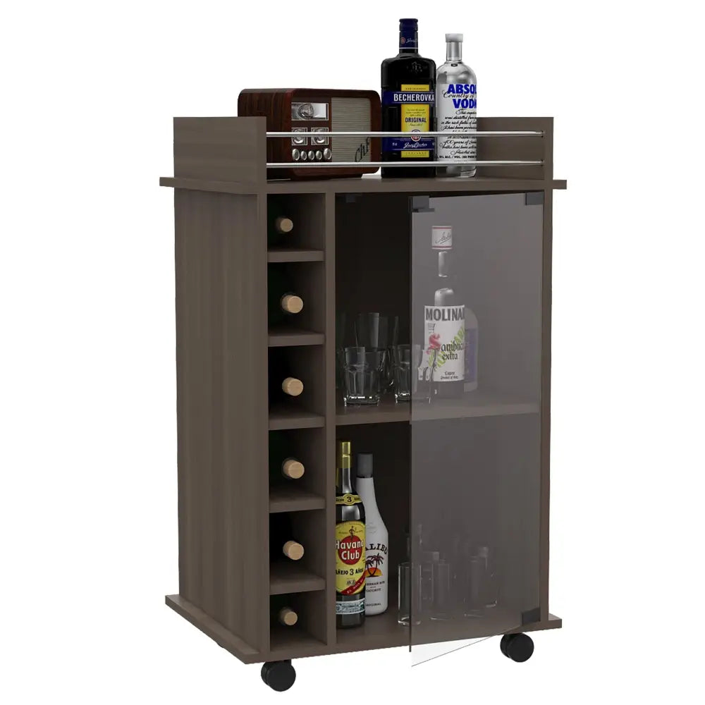 Huali bar cart with wine rack showcasing elegant rolling design and 1-year warranty coverage