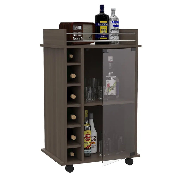 Huali bar cart with wine rack showcasing elegant rolling design and 1-year warranty coverage