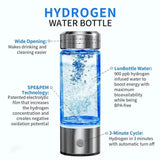 Hydrogen-Rich Water Cup with product information showcasing hydrogen-rich water benefits