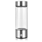 Silver and clear water bottle in a Hydrogen-Rich Water Cup for hydrogen-rich water
