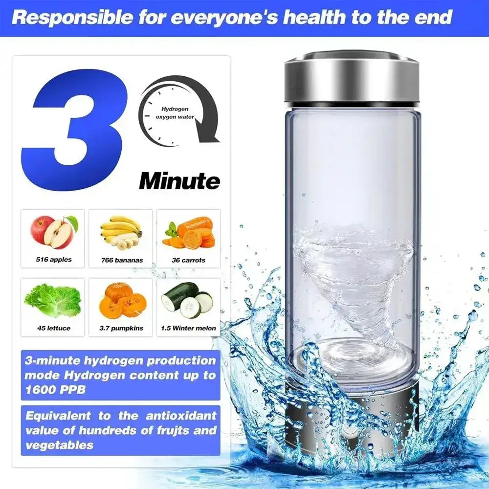 Hydrogen-Rich Water Cup showcasing hydrogen-rich water with antioxidant benefits