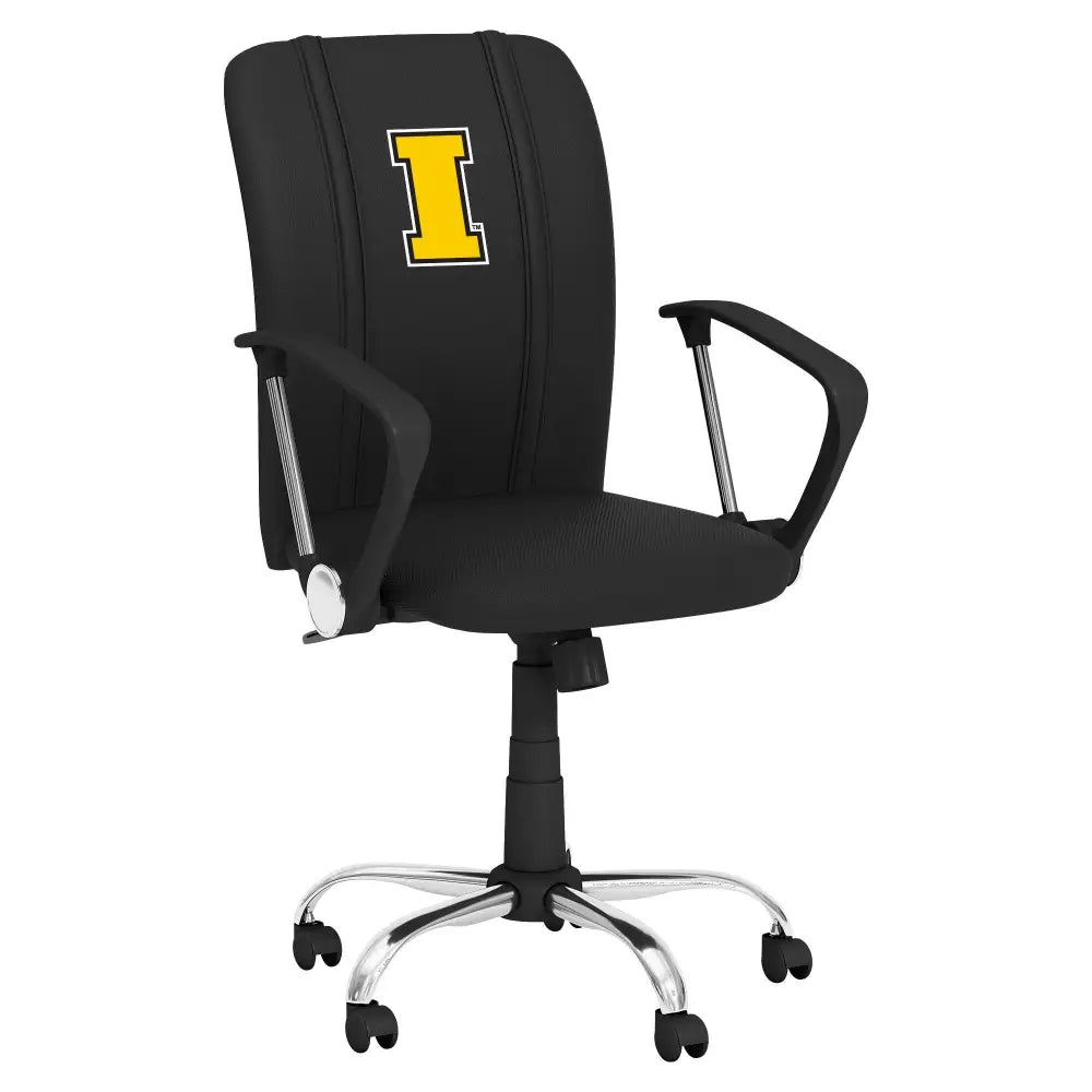 Black Iowa Hawkeyes Curve Task Chair with yellow I logo for office comfort