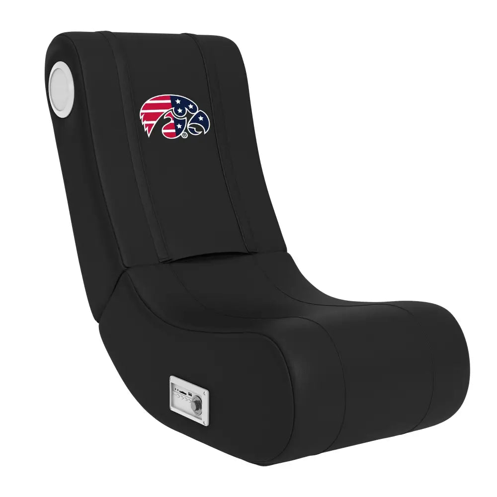 Black gaming rocker chair from Iowa Hawkeyes Game Rocker 100 for comfortable gaming sessions