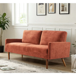 Orange velvet couch with wooden legs for chic living room decor and stylish living room furniture