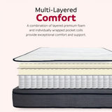 King 14 Inch Plush Hybrid Mattress showcasing multiple foam layers and pocket coils