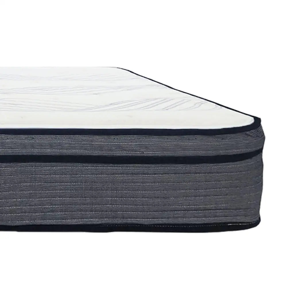 Gray and white King 14 Inch Plush Hybrid Mattress with foam layers and pocket coil