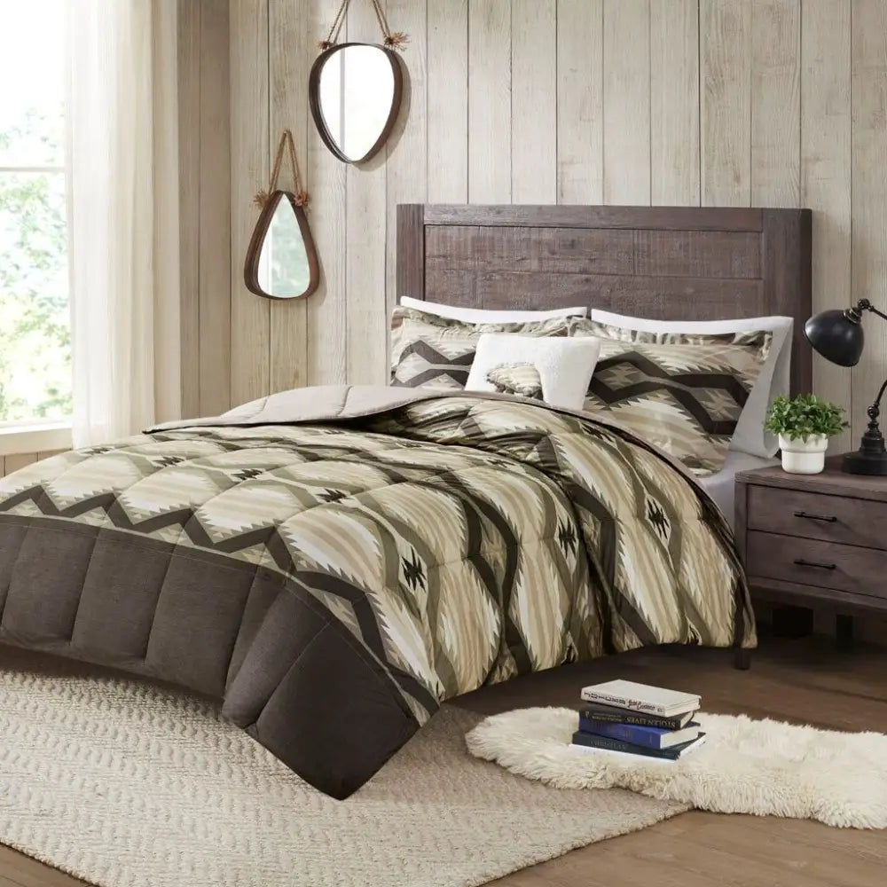 Patterned comforter set with decorative pillow and polyester microfiber poly fiber filling