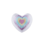 Heart shaped bath bomb with concentric pastel hearts complements Lavender Tassel Comforter and heart shaped throw pillow set