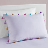Lavender pillow with colorful tassels and heart shaped throw pillow set