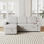 Light Grey L Shaped Sofa Bed with Storage package quantity showcasing a stylish sofa bed