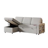Beige sectional sofa with storage and sofa bed in package quantity for versatile living
