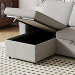 Open gray sectional sofa bed with storage, ideal package quantity and size for versatile comfort