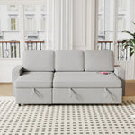 Light Grey L Shaped Sofa Bed with Storage Package Quantity featuring a gray sectional sofa with storage drawers