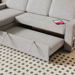 Light Grey L Shaped Sofa Bed with Storage showcasing a gray sectional sofa with pull-out bed and package quantity