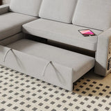 Light Grey L Shaped Sofa Bed with Storage showcasing a gray sectional sofa with pull-out bed and package quantity