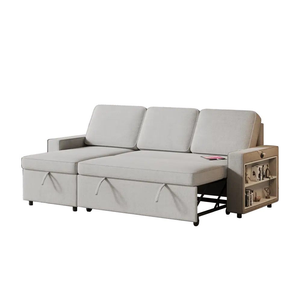Light Grey L Shaped Sofa Bed with Storage Package Quantity showing convertible sofa bed with storage