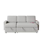 Light gray sofa bed with storage drawers and package quantity for versatile comfort