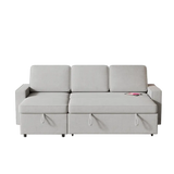 Light gray sofa bed with storage drawers and package quantity for versatile comfort
