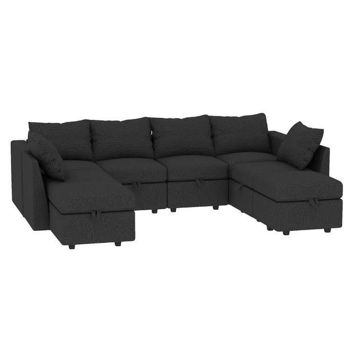Modular charcoal gray sectional sofa for living room package info