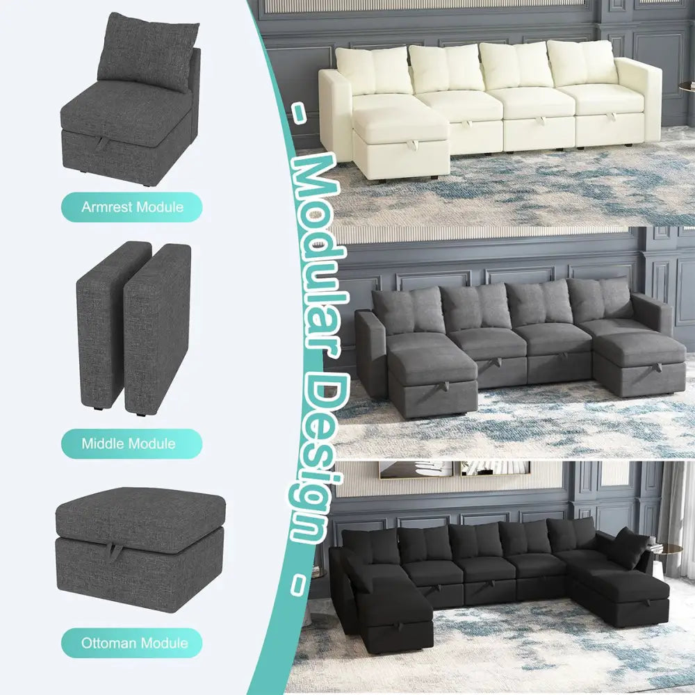 Modular sectional sofa components and configurations from Livelylodge living room package info