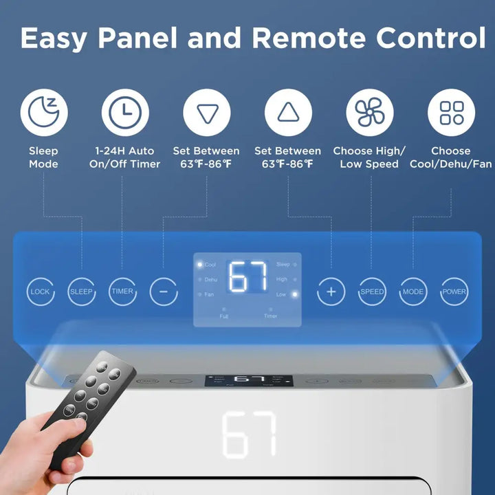 Portable air conditioner LUBAIR 10000 BTU with remote control for effective cooling