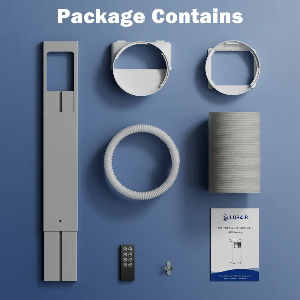 Components of the LUBAIR 10000 BTU Portable Air Conditioner for portable air and cooling