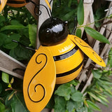 Metal bumble bee garden ornament as part of bumble bee wall art garden decor set