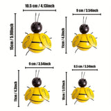 Metal Bumble Bee wall art set with four yellow and black decorative bumble bees size details