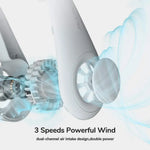 White bladeless neck fan featured in the Mini Bladeless Neck Fan Outdoor Ventilator product