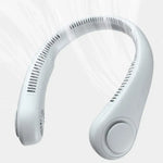 White bladeless neck fan for outdoor cooling, portable bladeless neck ventilator