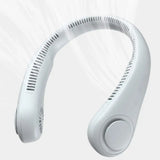 White bladeless neck fan for outdoor cooling, portable bladeless neck ventilator
