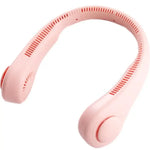 Pink wearable neck fan, bladeless neck fan for outdoor ventilation and comfort