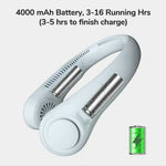 Wearable bladeless neck fan with battery for outdoor ventilation and cooling relief