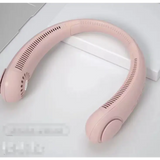 Pink wearable neck fan, bladeless neck fan for outdoorventilation and personal cooling