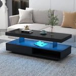 Black illuminated coffee table from Modern LED Coffee Table Living Room Furniture set